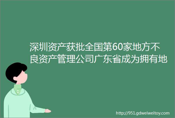 深圳资产获批全国第60家地方不良资产管理公司广东省成为拥有地方AMC数量最多的省份