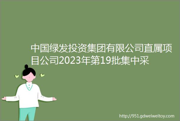 中国绿发投资集团有限公司直属项目公司2023年第19批集中采购招标公告2